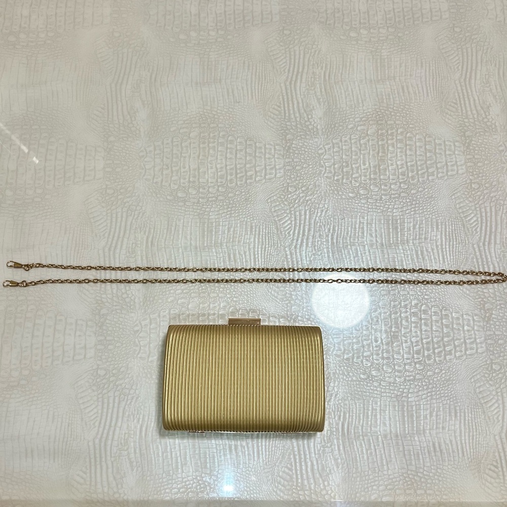 Gold Evening Clutch Bag | Chain Strap | Wedding Prom Formal Purse